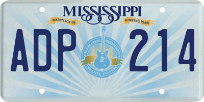 MS license plate ADP214