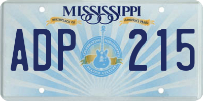 MS license plate ADP215