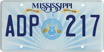 MS license plate ADP217
