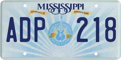 MS license plate ADP218