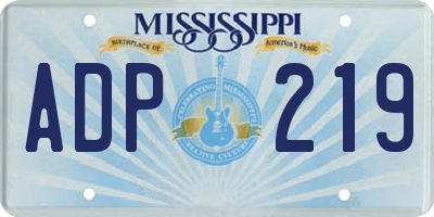 MS license plate ADP219
