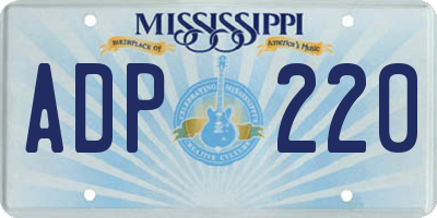MS license plate ADP220