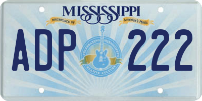 MS license plate ADP222