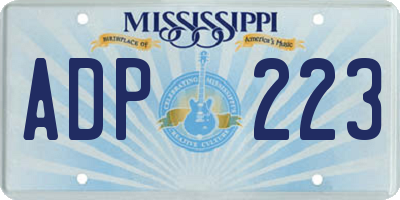 MS license plate ADP223
