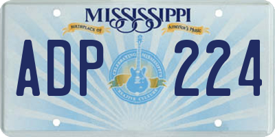 MS license plate ADP224