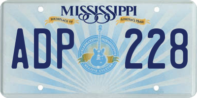 MS license plate ADP228