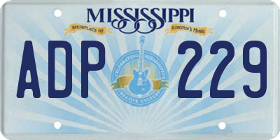 MS license plate ADP229