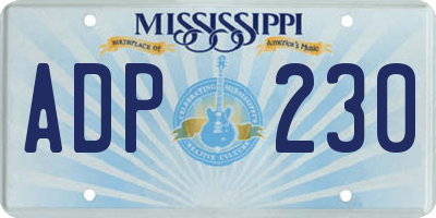 MS license plate ADP230