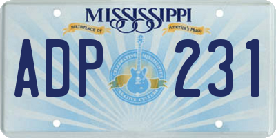 MS license plate ADP231