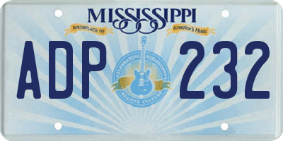 MS license plate ADP232