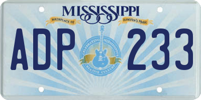 MS license plate ADP233