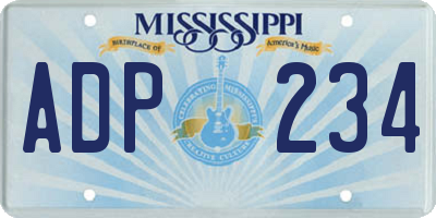 MS license plate ADP234