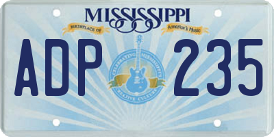 MS license plate ADP235