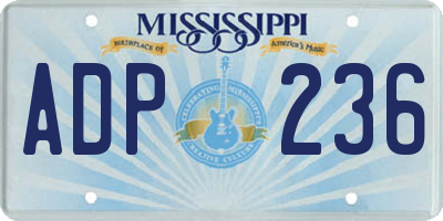 MS license plate ADP236
