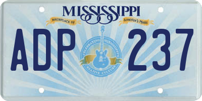 MS license plate ADP237