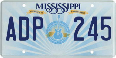 MS license plate ADP245