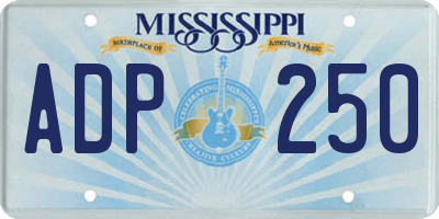 MS license plate ADP250