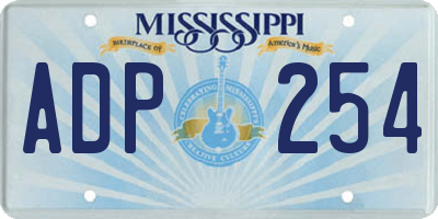 MS license plate ADP254