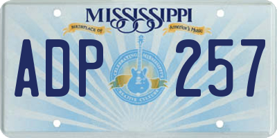 MS license plate ADP257