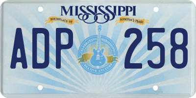 MS license plate ADP258