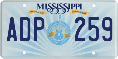 MS license plate ADP259