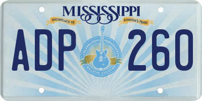 MS license plate ADP260
