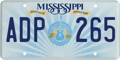 MS license plate ADP265