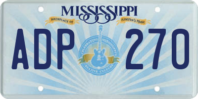 MS license plate ADP270