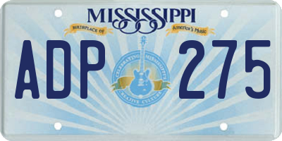 MS license plate ADP275