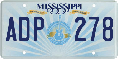 MS license plate ADP278