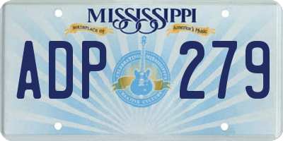 MS license plate ADP279