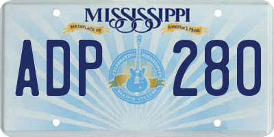 MS license plate ADP280