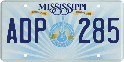MS license plate ADP285