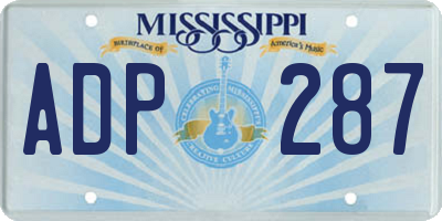 MS license plate ADP287