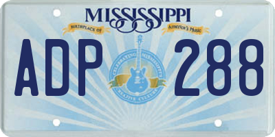 MS license plate ADP288