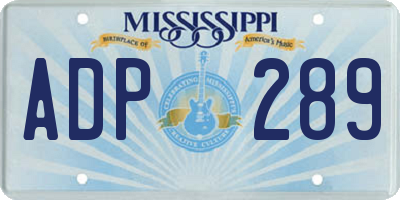 MS license plate ADP289