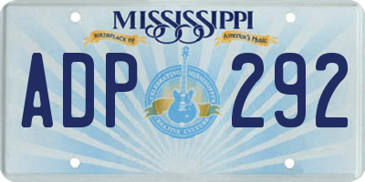 MS license plate ADP292