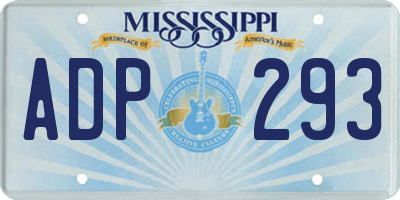MS license plate ADP293