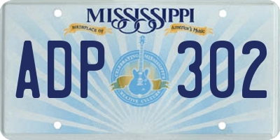 MS license plate ADP302