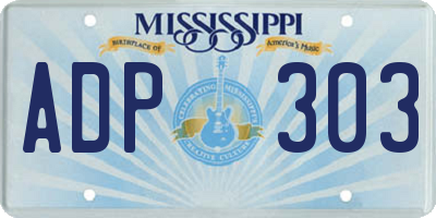 MS license plate ADP303