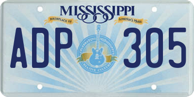 MS license plate ADP305