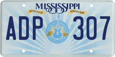 MS license plate ADP307