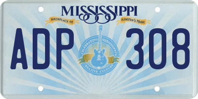 MS license plate ADP308