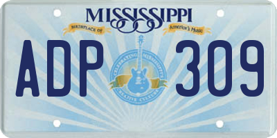 MS license plate ADP309