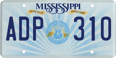 MS license plate ADP310