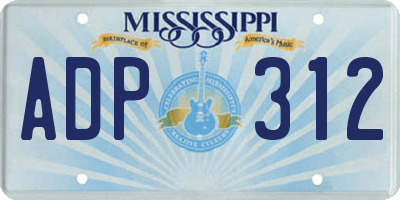 MS license plate ADP312
