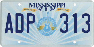 MS license plate ADP313