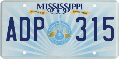 MS license plate ADP315