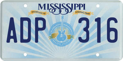 MS license plate ADP316