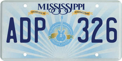 MS license plate ADP326